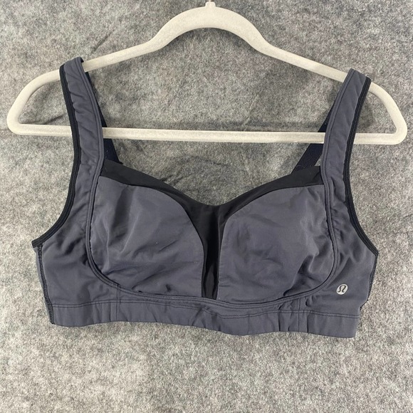 Lululemon Ta Ta Tamer Sports Bra 36C Gray Coal Black Adjustable - Picture 2 of 13